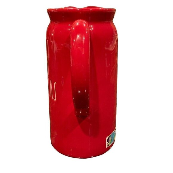 Rae Dunn MERRY CHRISTMAS Red Pitcher Vase Ceramic Holiday Home Decor Christmas - Picture 5 of 7